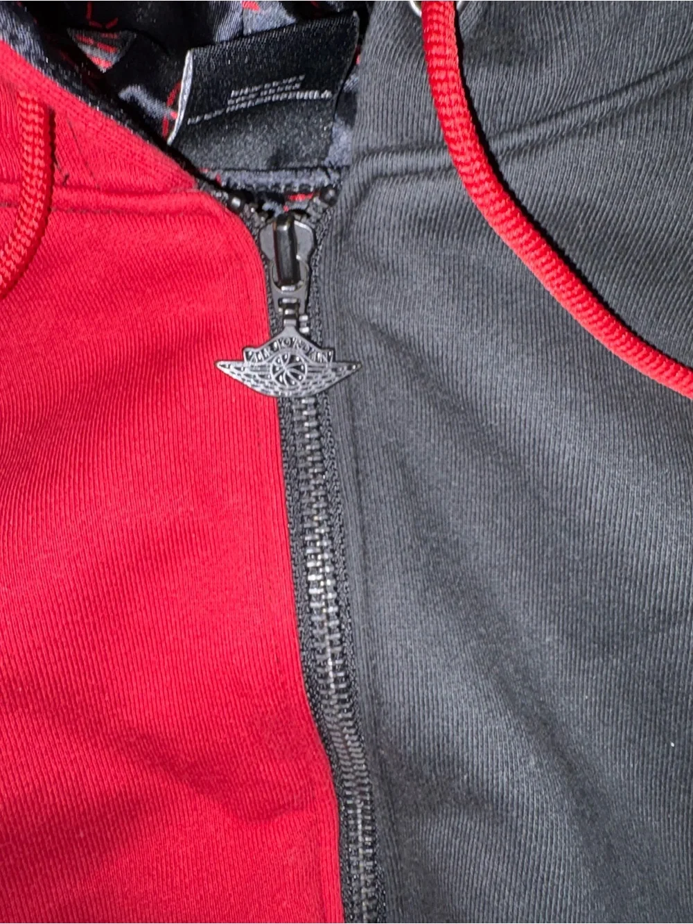 Nike Air Jordan Hoodie Pants Set Red Black Jumpman Full Zip Tracksuit
